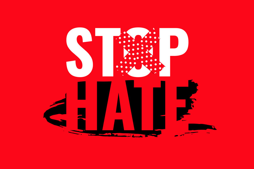 Text Logo STOP HATE With A Cross Over The O Of STOP