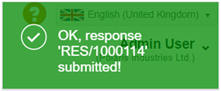 Green Overlay with response submitted and green tick