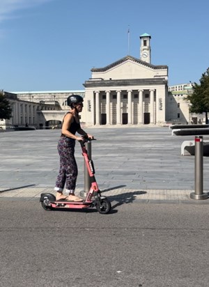 Woman on scooter