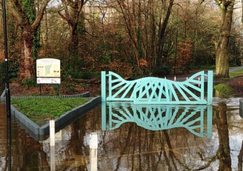 Flooded park entrance