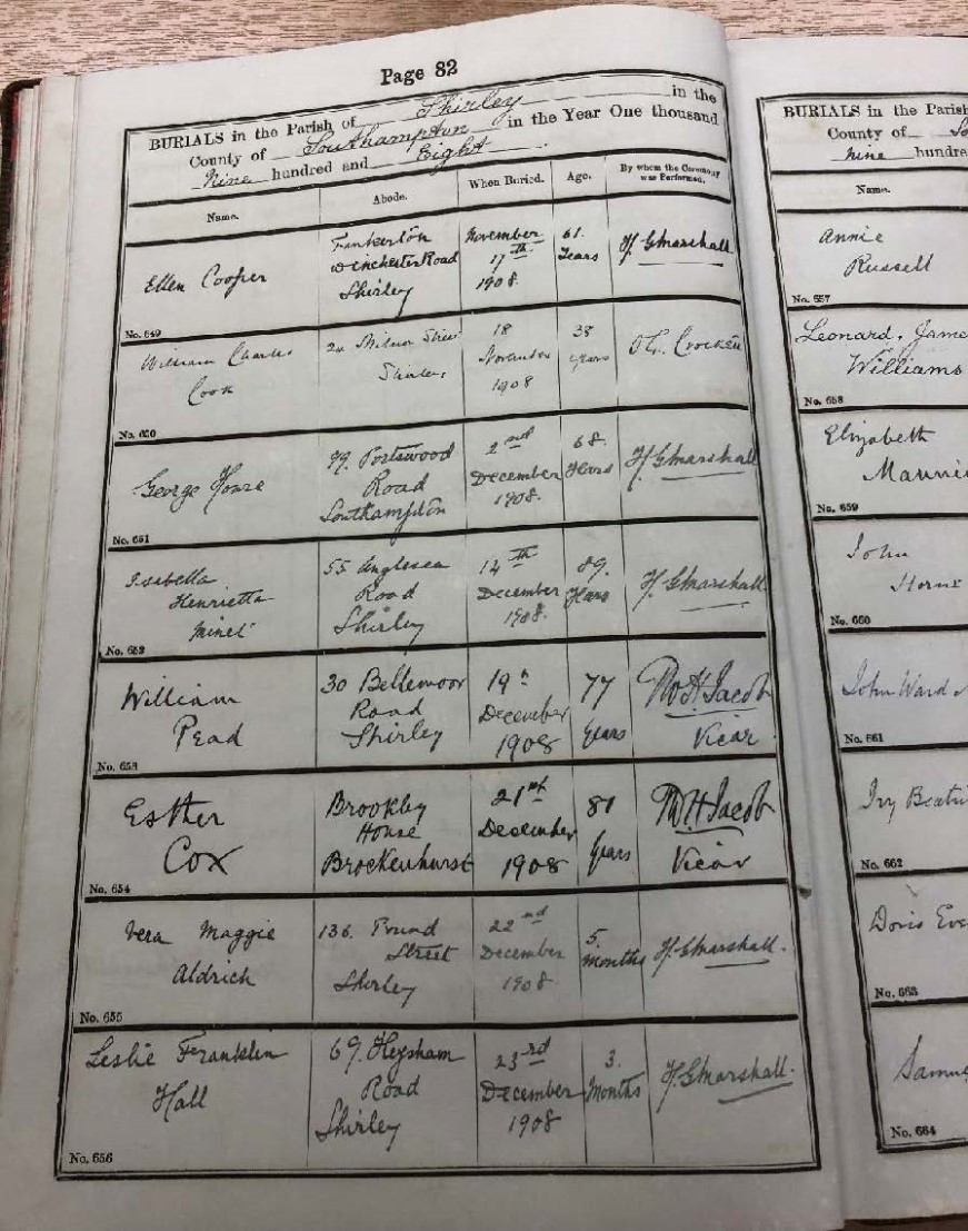 Parish records book