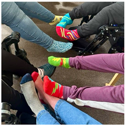 Photo of colourful socks for World Down Syndrome day