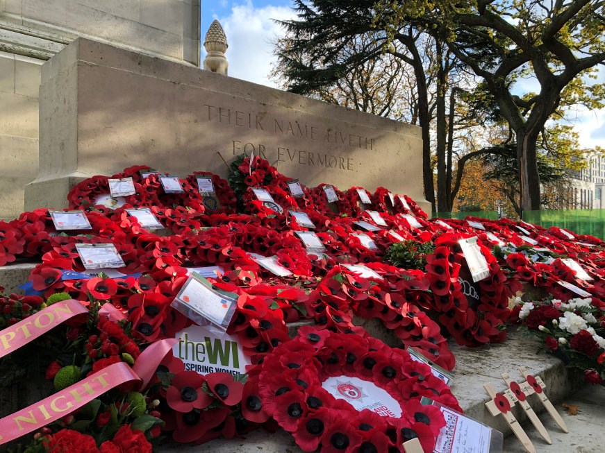 Poppy wreaths placed on Southampton Cenotaph